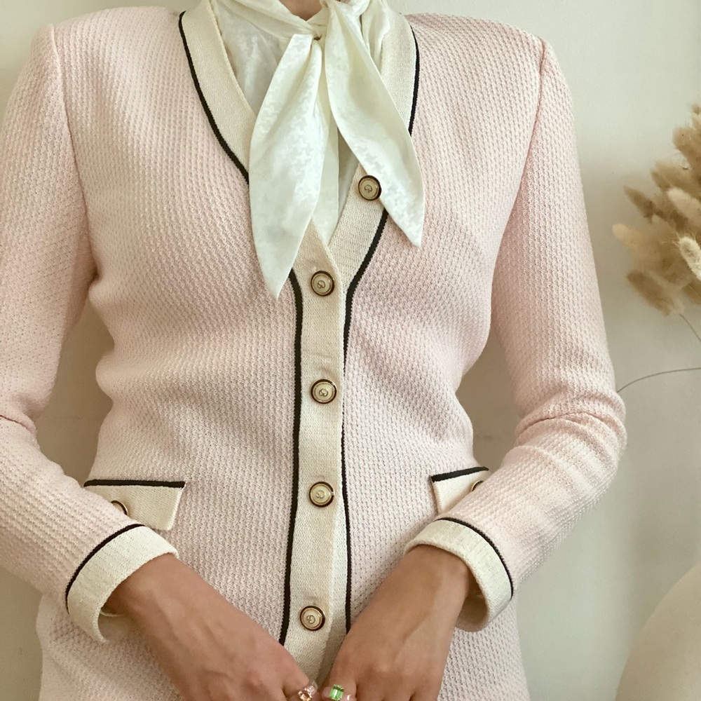 SOLD Vintage St. John Pastel Pink Long Sleeve Knit